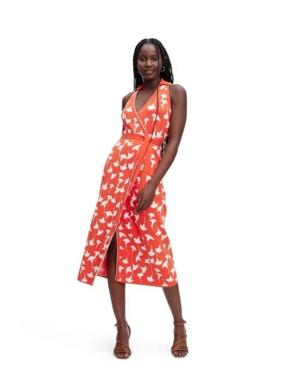 Diane Von Furstenberg - Red & White Floral Knit Vest